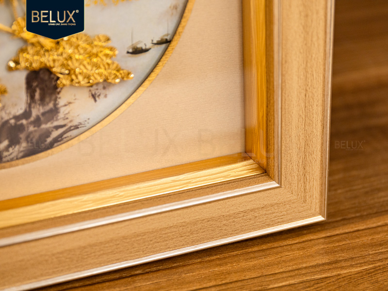 Tranh Tùng Hạc Dát Vàng 24k- 28x28cm